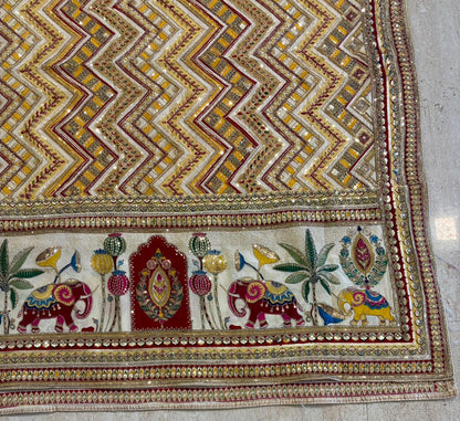 Pure Viscose Crepe Position Print Dupatta- Elephant motif