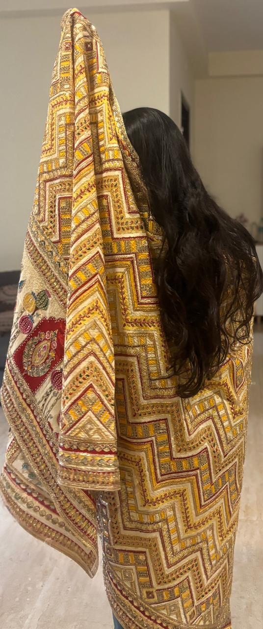 Pure Viscose Crepe Position Print Dupatta- Elephant motif