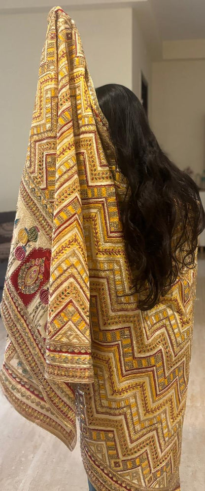 Pure Viscose Crepe Position Print Dupatta- Elephant motif