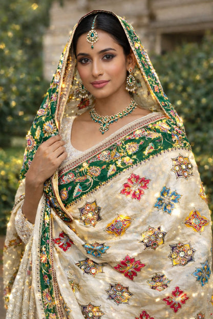 Pure Viscose Crepe position print heavy embroidered dupatta
