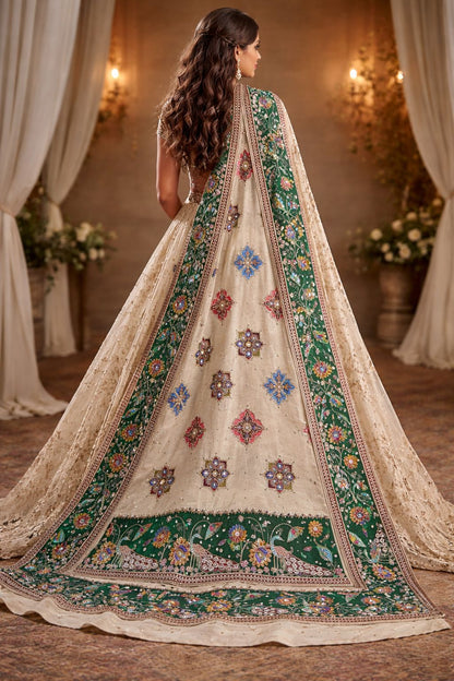 Pure Viscose Crepe position print heavy embroidered dupatta