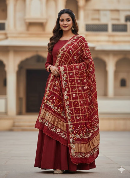 Pure Gaji Silk gota patti handwork dupatta