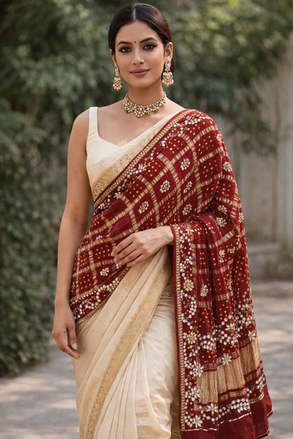 Pure Gaji Silk gota patti handwork dupatta