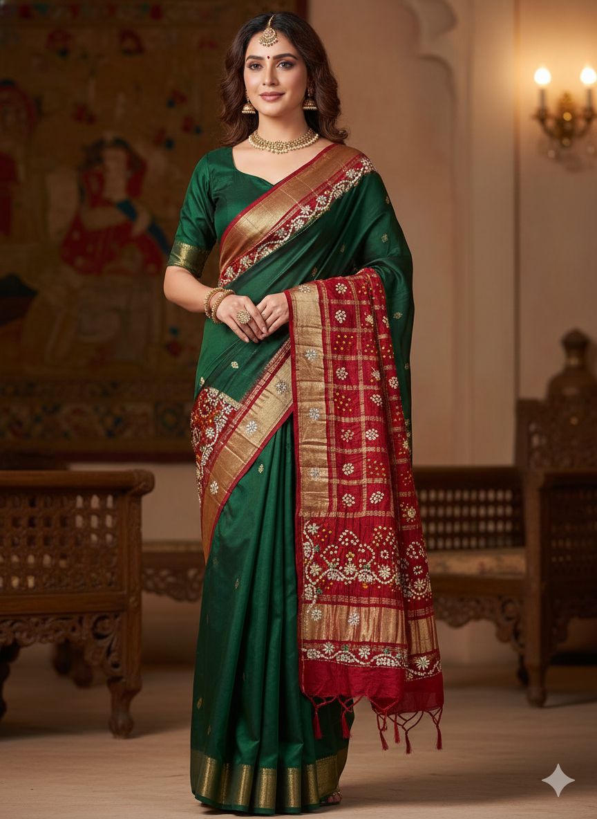 Pure Gaji Silk gota patti handwork dupatta