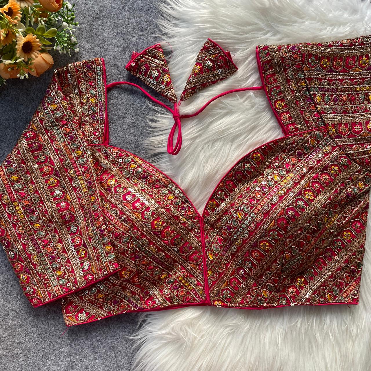 Heavy thread zari sequins designer blouse