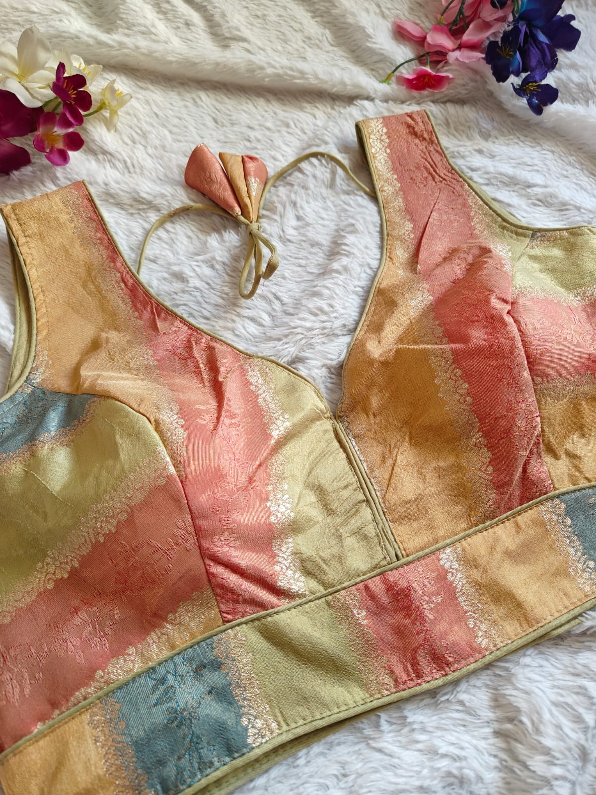 Designer Multicolor Brocade Blouse