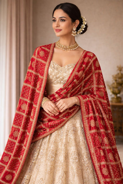 Royal premium silk red dupatta