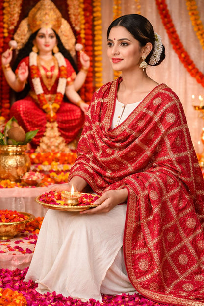 Royal premium silk red dupatta