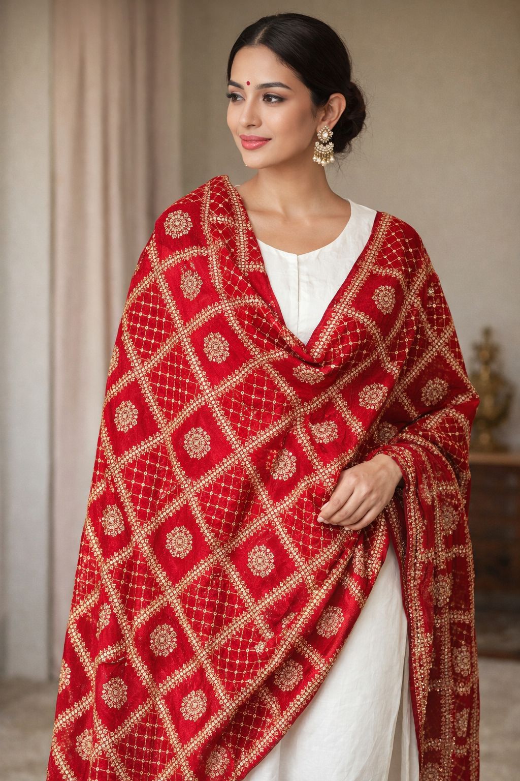 Royal premium silk red dupatta