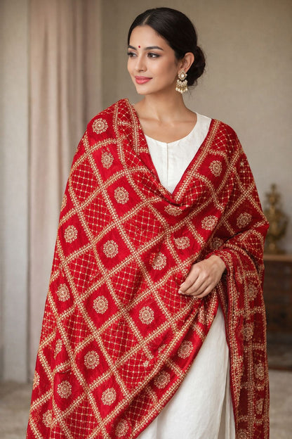 Royal premium silk red dupatta