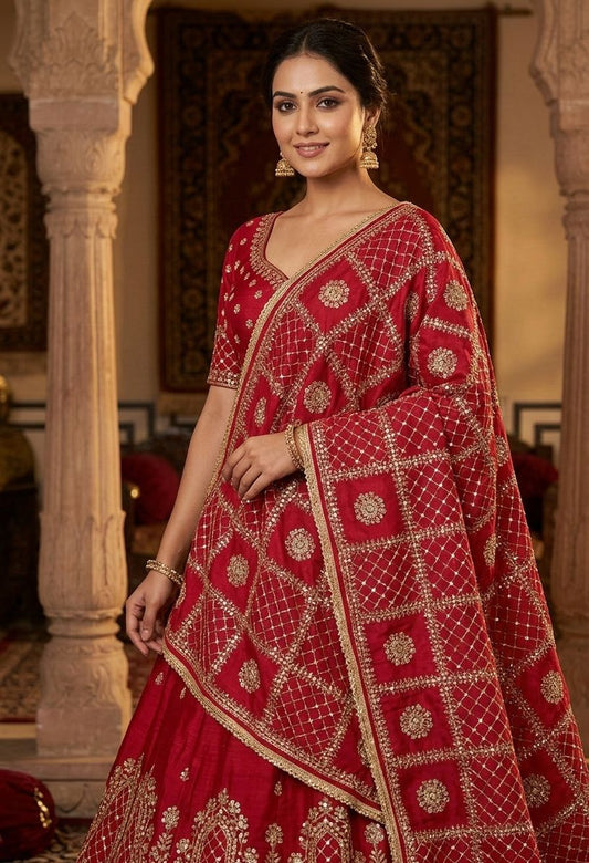 Royal premium silk red dupatta