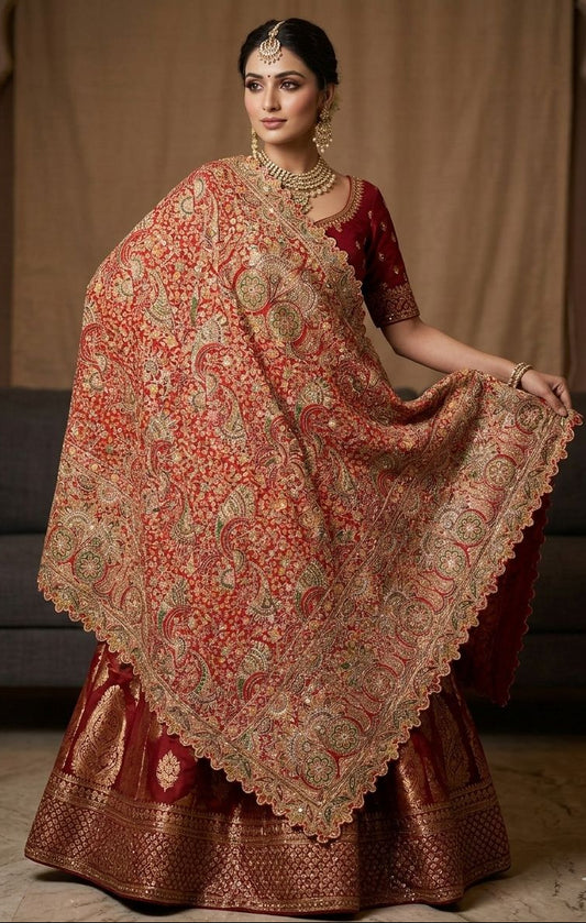 Royal Heritage Pure Chinon Silk Dupatta