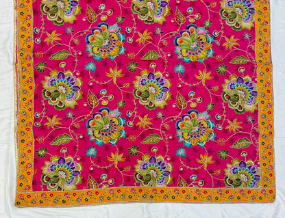 Pure Viscose Natural Crepe Dupatta – Floral Zari Elegance