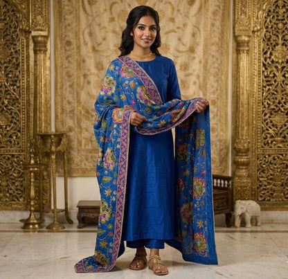 Pure Viscose Natural Crepe Dupatta – Floral Zari Elegance