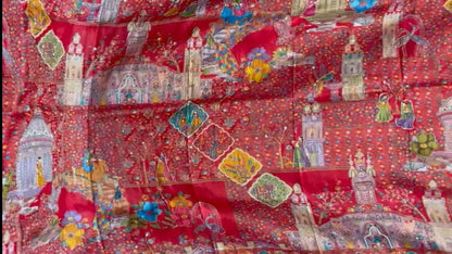 Pure Pashmina silk Darbari Theme Dupatta – A Regal Story in Every Thread