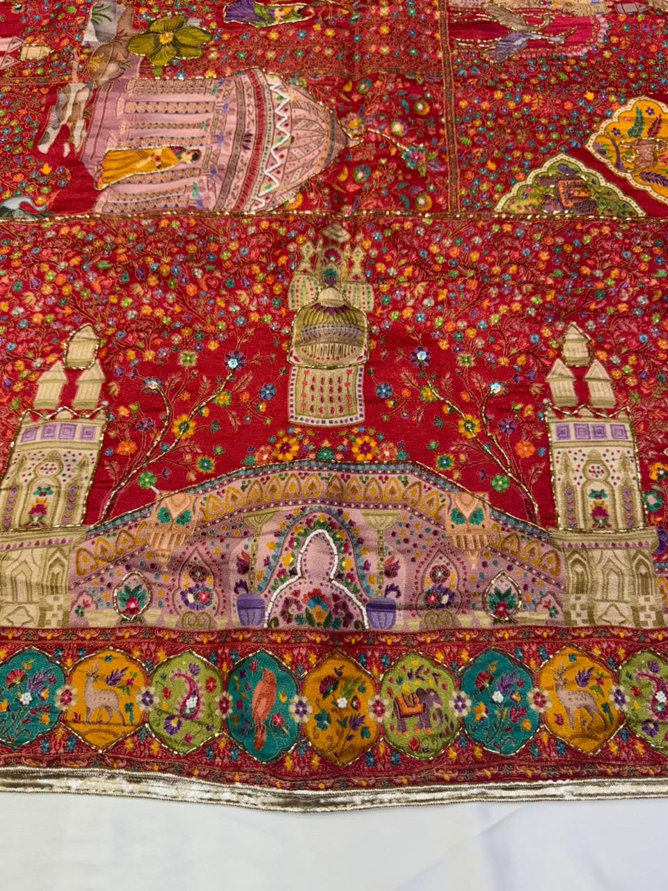 Pure Pashmina silk Darbari Theme Dupatta – A Regal Story in Every Thread