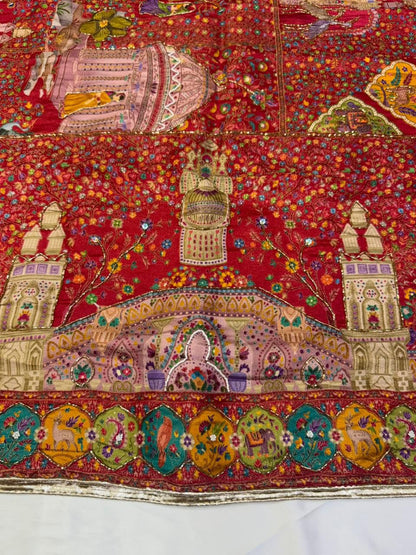 Pure Pashmina silk Darbari Theme Dupatta – A Regal Story in Every Thread