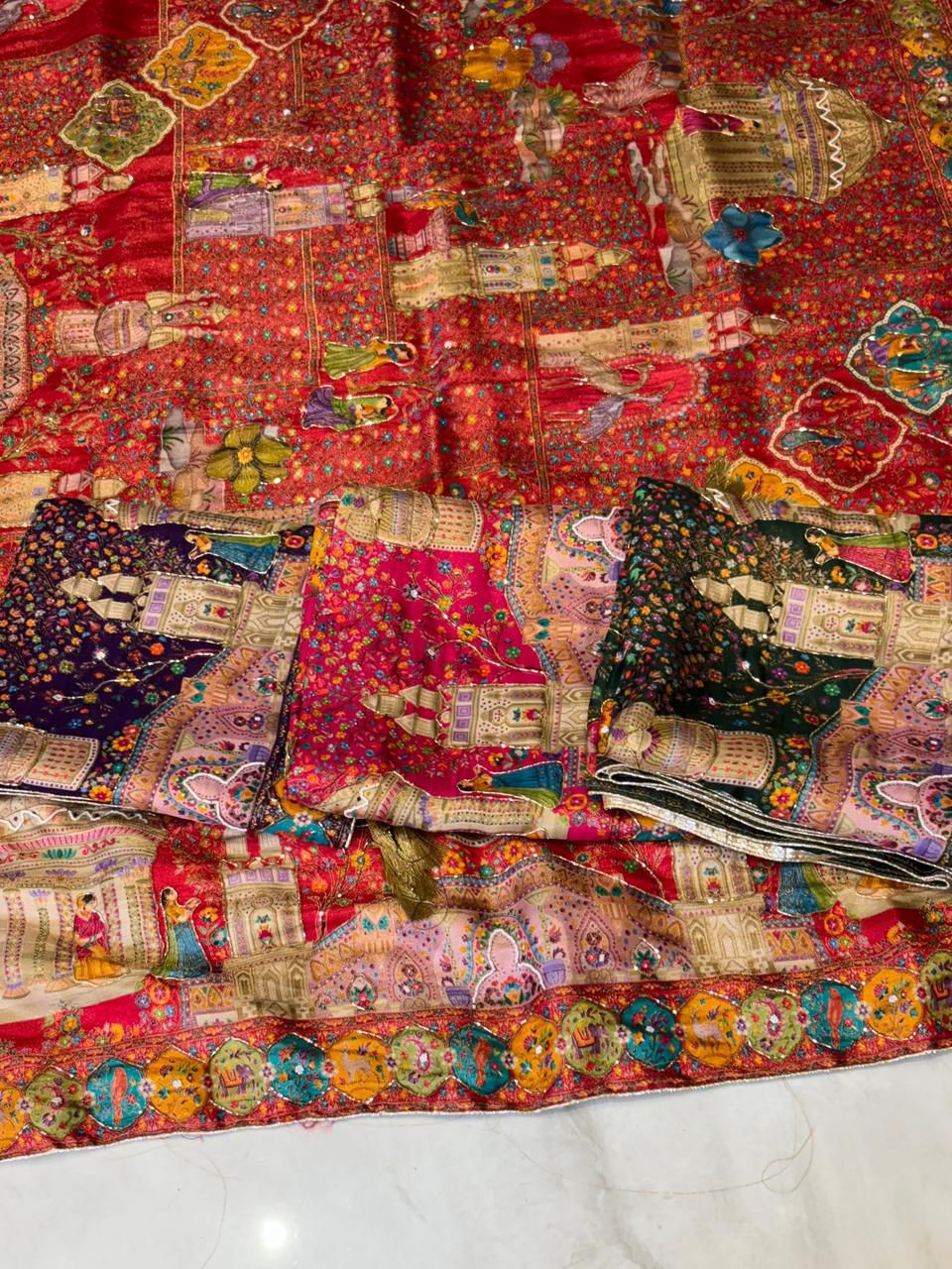 Pure Pashmina silk Darbari Theme Dupatta – A Regal Story in Every Thread