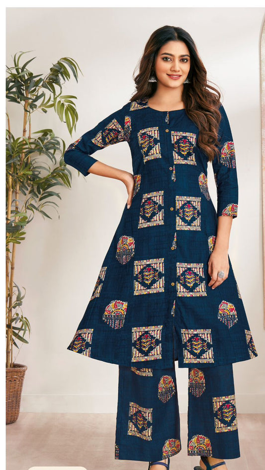 Cotton Summer Co-Ord set- Navy