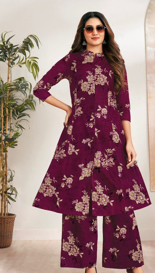 Cotton Summer Co-Ord set-Wine