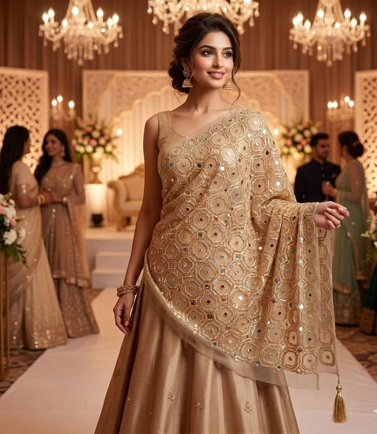 Real mirror sequins sheesh dupatta with tassels