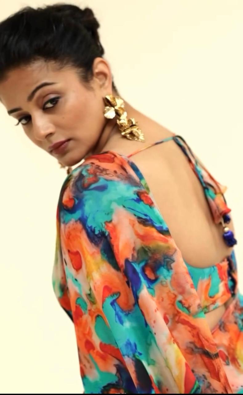 Cotton Linen Splash of ColourS Digital print Saree