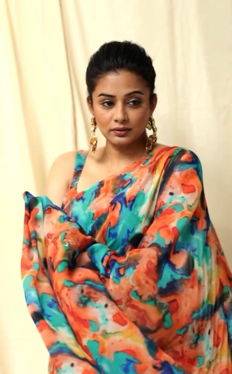 Cotton Linen Splash of ColourS Digital print Saree