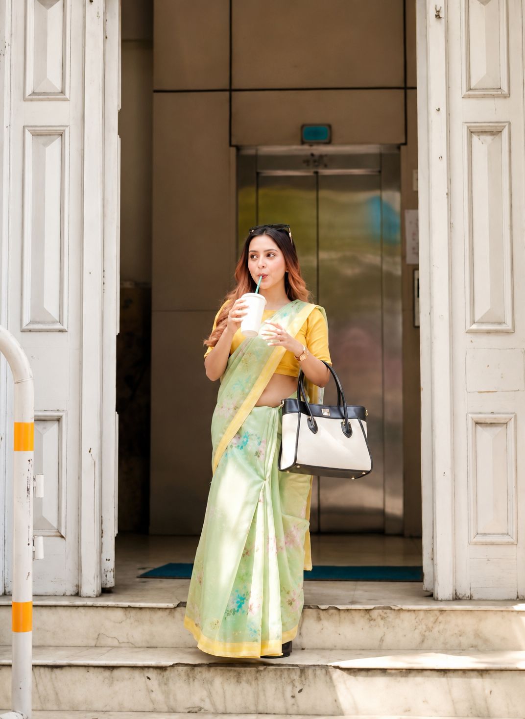 Pista Bloom- Cotton Linen Saree