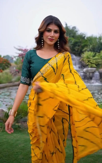 Sunshine Waves – Weightless Georgette Designer Saree