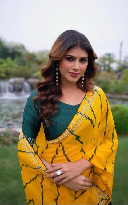 Sunshine Waves – Weightless Georgette Designer Saree