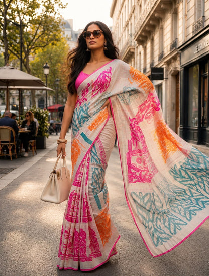 Neon Pop - Cotton Linen Blend Saree