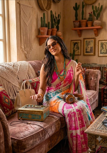 Neon Pop - Cotton Linen Blend Saree