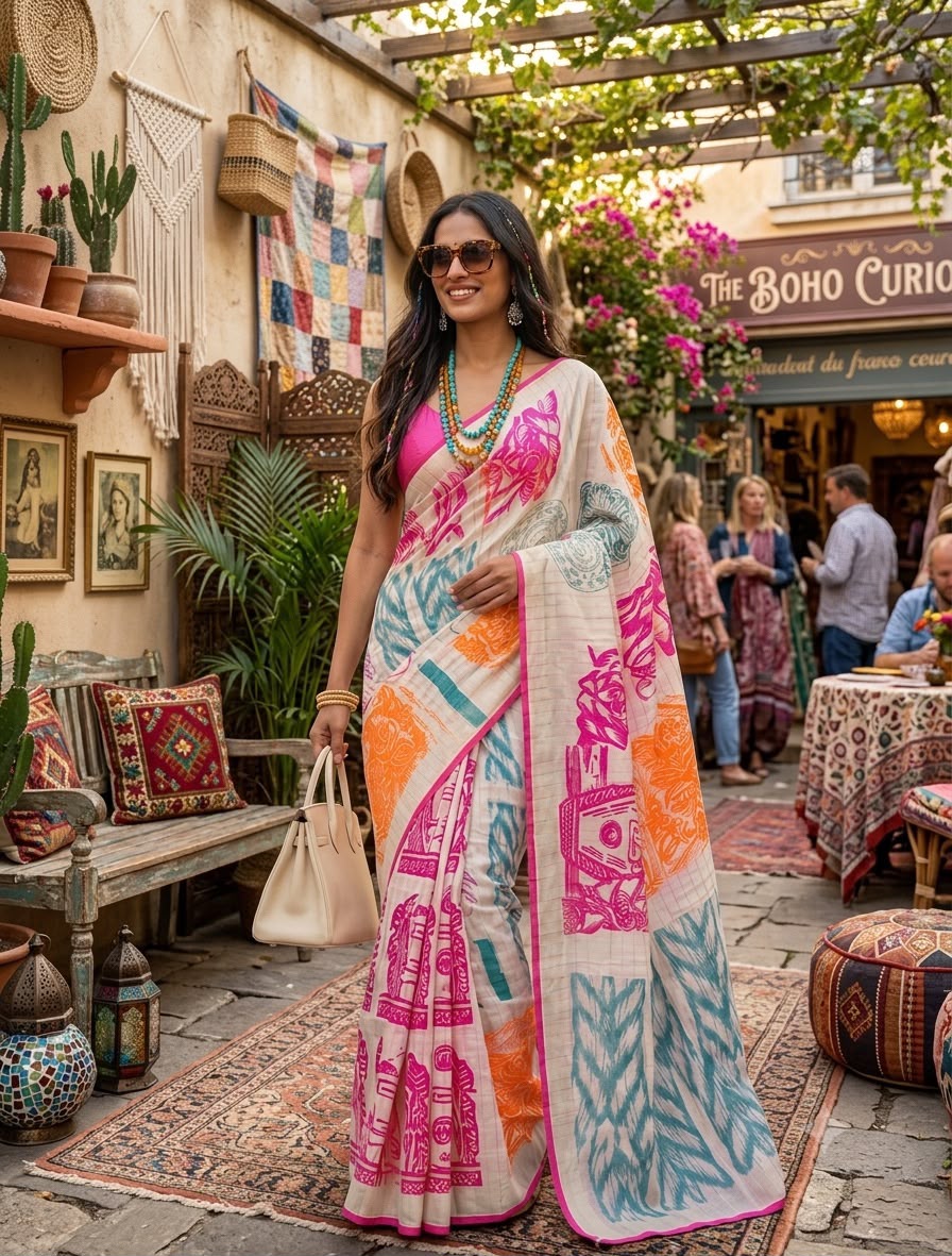 Neon Pop - Cotton Linen Blend Saree