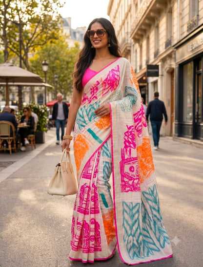 Neon Pop - Cotton Linen Blend Saree