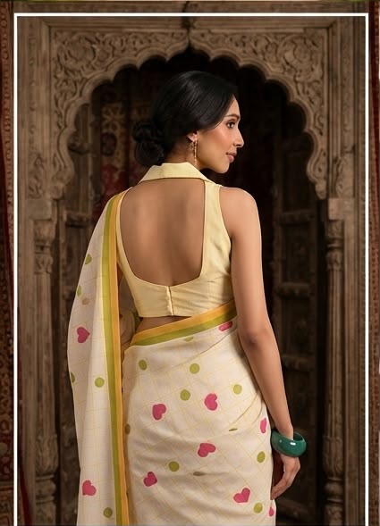 Candy Pop Stripe Check Cotton Linen Saree