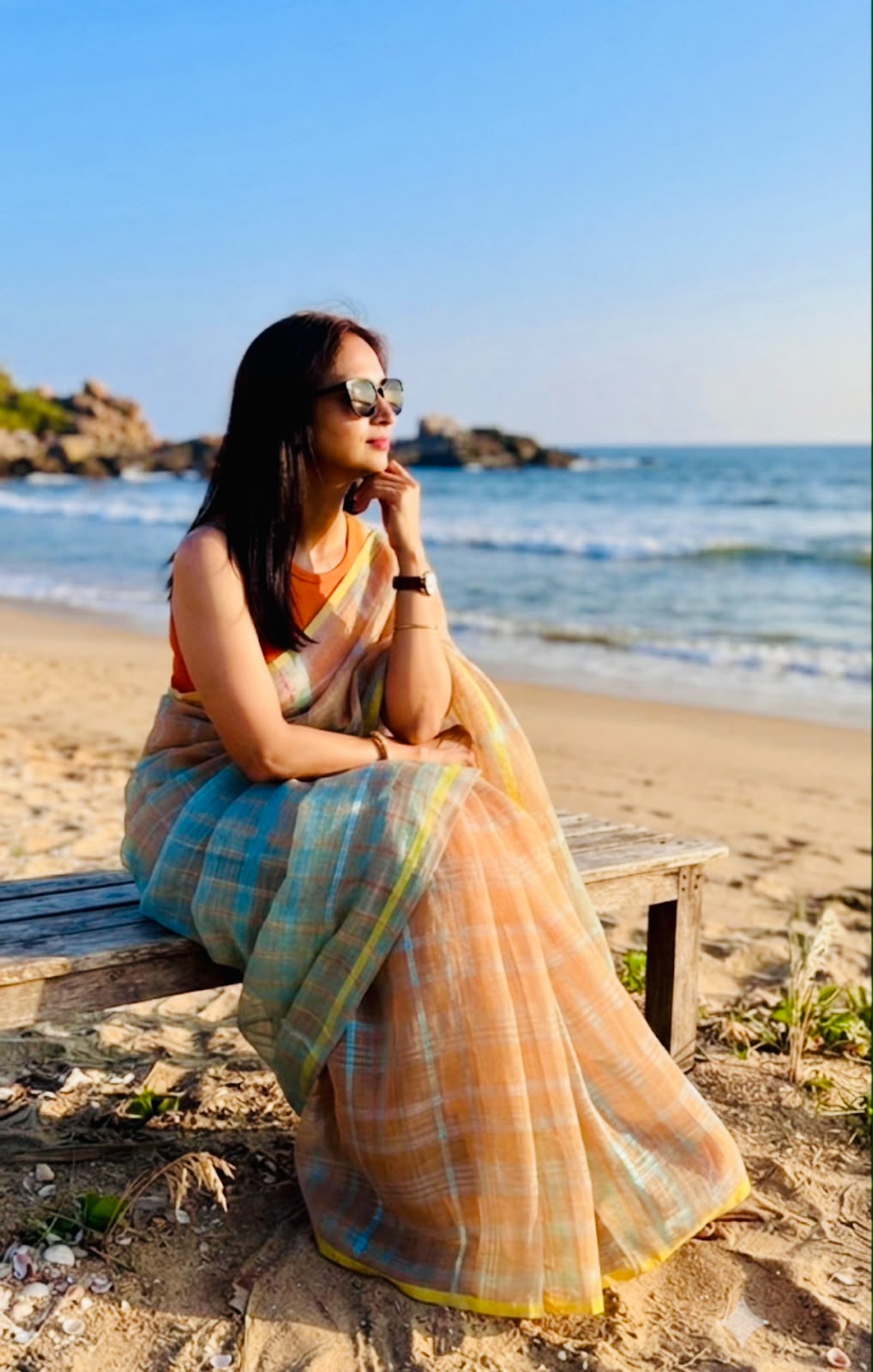 Citrus Charm Cotton Linen Saree