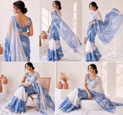 Skyline Cotton Linen Blend Saree
