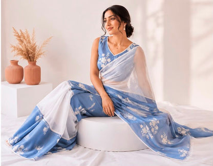 Skyline Cotton Linen Blend Saree
