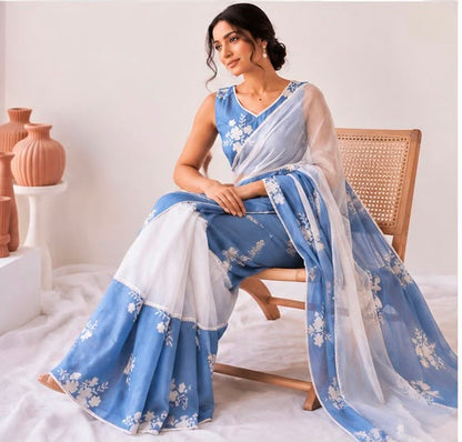 Skyline Cotton Linen Blend Saree
