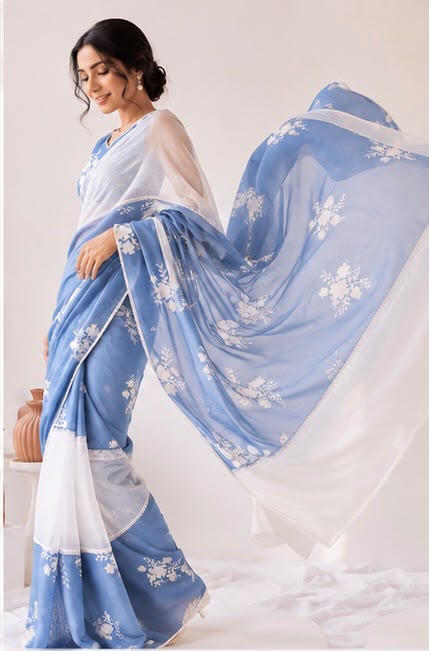 Skyline Cotton Linen Blend Saree