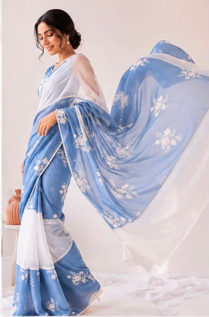 Skyline Cotton Linen Blend Saree
