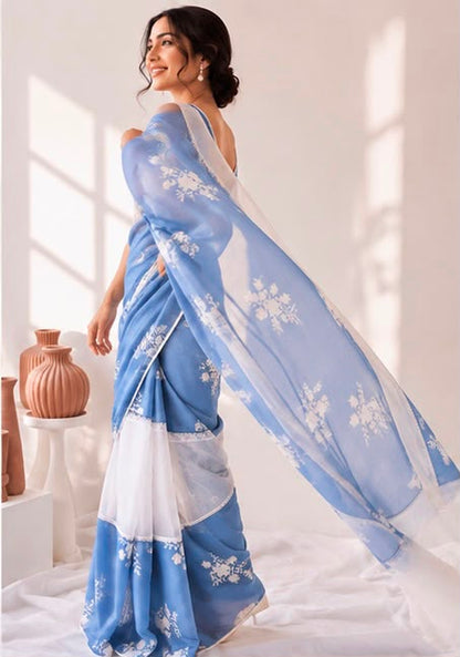 Skyline Cotton Linen Blend Saree