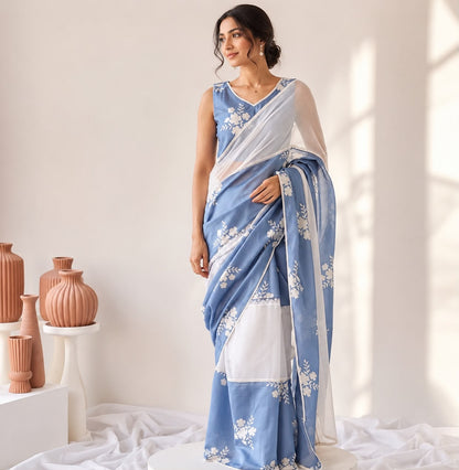 Skyline Cotton Linen Blend Saree