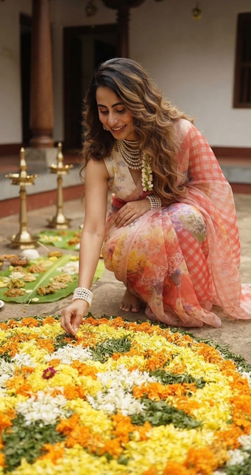 Peach Pastel Elegance -Soft Premium Organza Digital Floral Print Saree