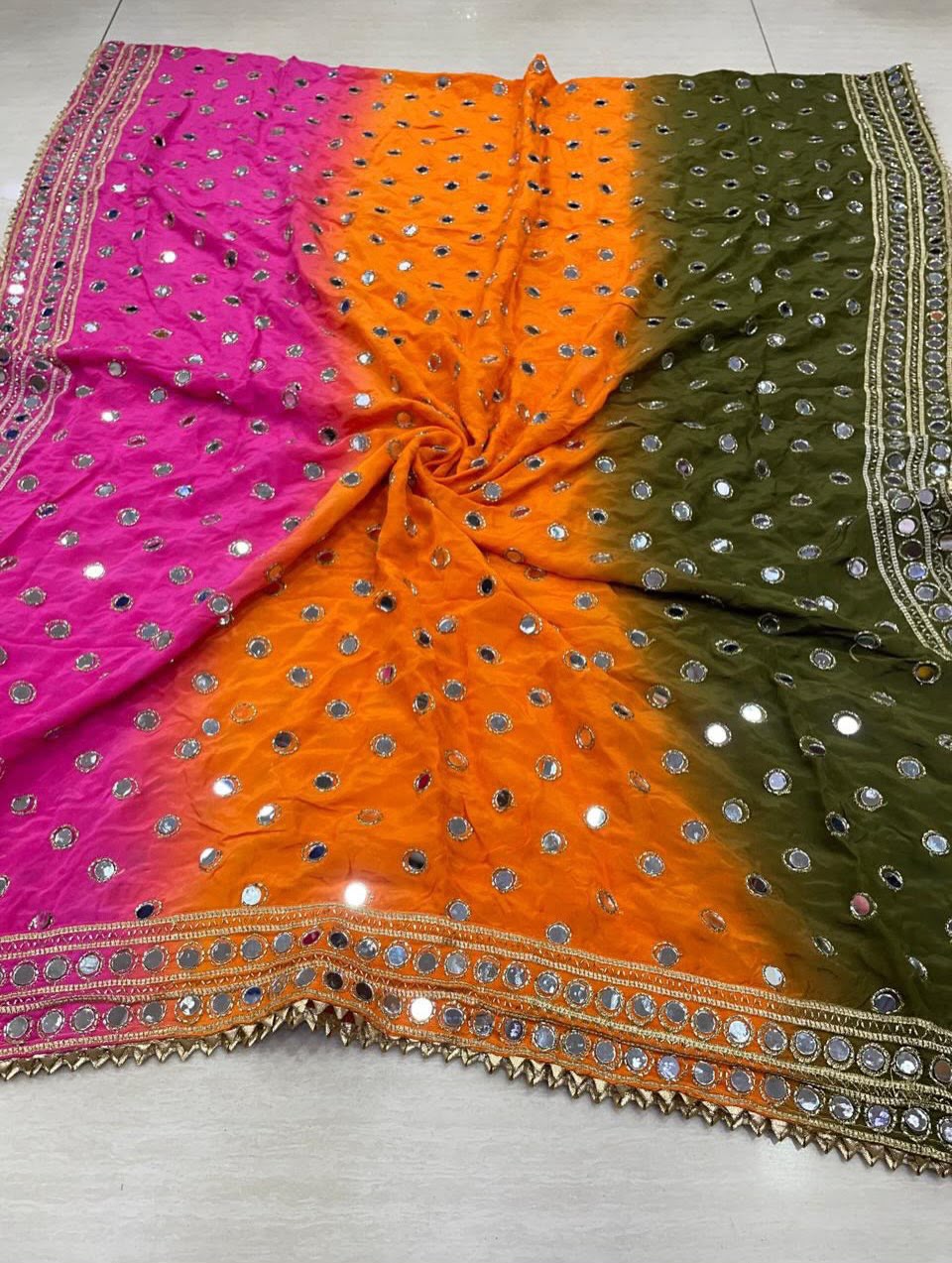 Pure Viscose Shaded Mirror-Embroidered Dupatta