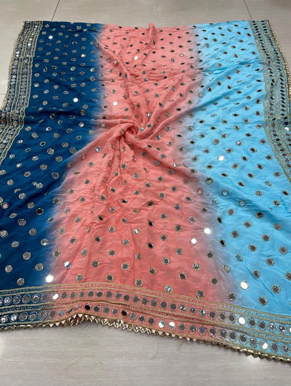 Pure Viscose Shaded Mirror-Embroidered Dupatta
