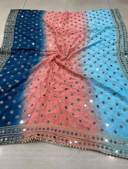 Pure Viscose Shaded Mirror-Embroidered Dupatta