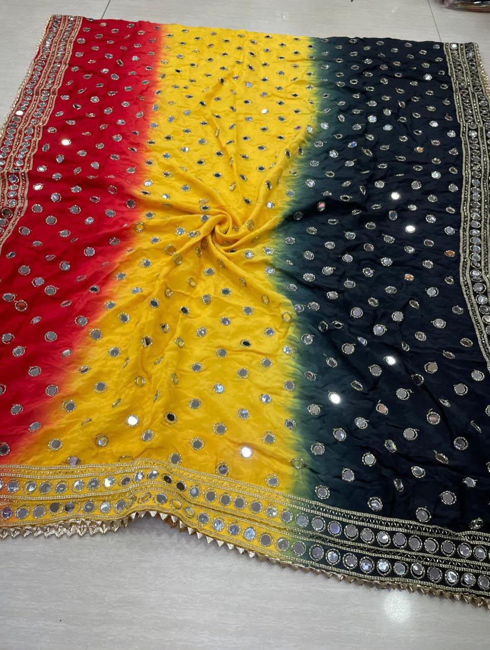 Pure Viscose Shaded Mirror-Embroidered Dupatta