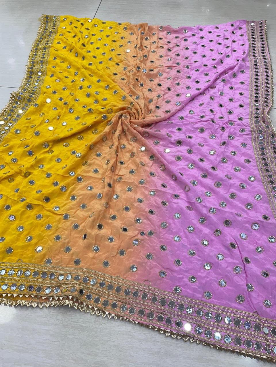 Pure Viscose Shaded Mirror-Embroidered Dupatta