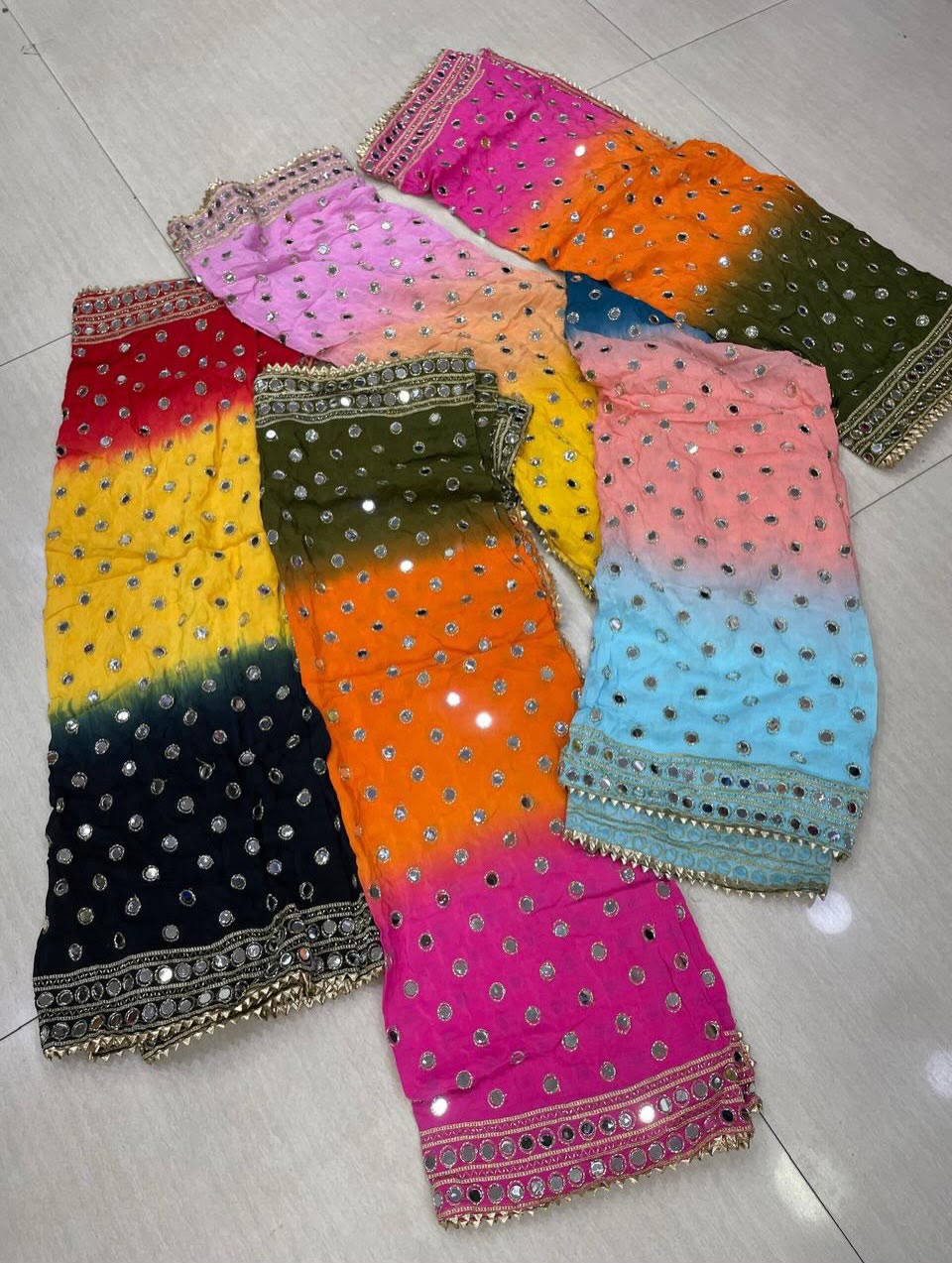 Pure Viscose Shaded Mirror-Embroidered Dupatta